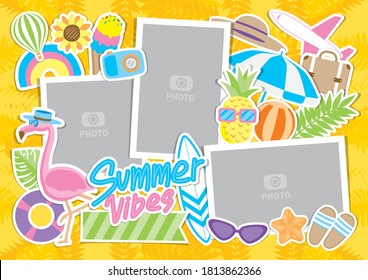 Cute Summer Elements Vector Set For Scrapbook Or Collage Art.