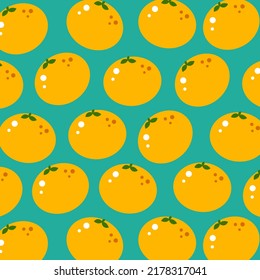 Cute summer flat pattern with fruits. Orange. Great food background for your design. Vegan, vegetarian, healthy food, diet concept.