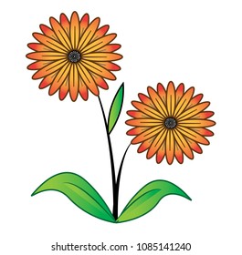 cute summer flower cartoon vector illustration