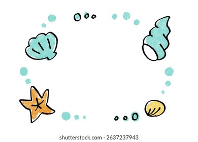 Cute Summer Frame with Seashells and Starfish – Hand-drawn Sea-themed Illustration