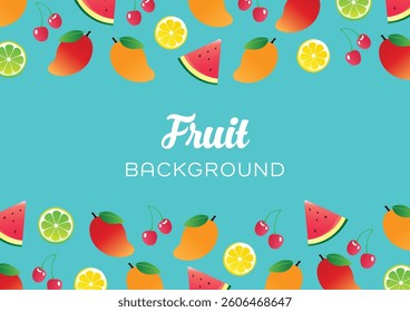 Cute summer fruit pattern banner background