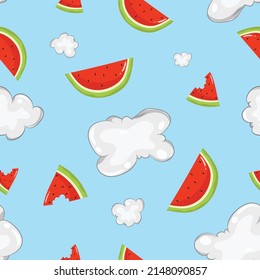 cute summer fruits cartoon seamless pattern