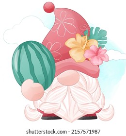 Cute summer gnome illustration for decoration