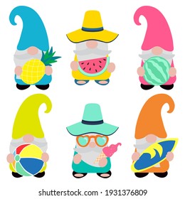 Cute summer gnome, vector illustration art.