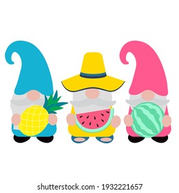 Cute Summer Gnome, Vector Illustration Art.