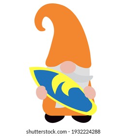 Cute summer gnome, vector illustration art.