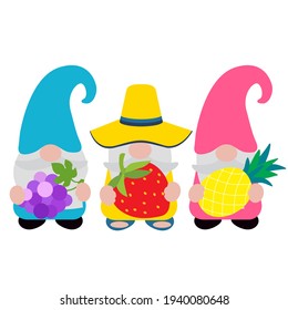 Cute summer gnome, vector illustration art.