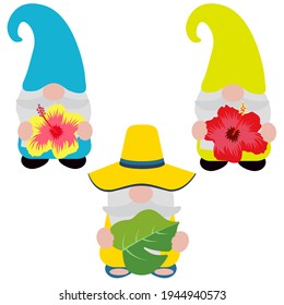 Cute summer gnome, vector illustration art.
