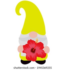 Cute summer gnome, vector illustration art.