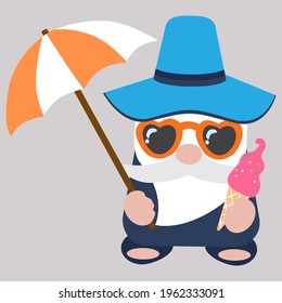 Cute summer gnome, vector illustration art.