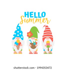 Cute summer gnomes. Nordic gnomes in cartoon style
