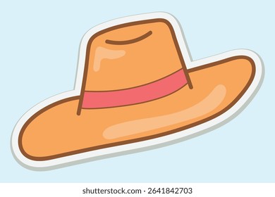 Cute Summer Hat Sticker Illustration