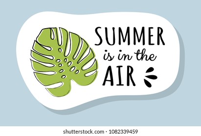 Cute summer icon with funny text. Vector.