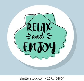 Cute summer icon with funny text. Vector.