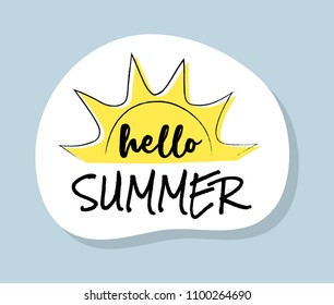 Cute summer icon with funny text. Vector.