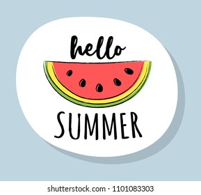 Cute summer icon with funny text. Vector.