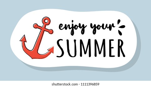 Cute summer icon with funny text. Vector.
