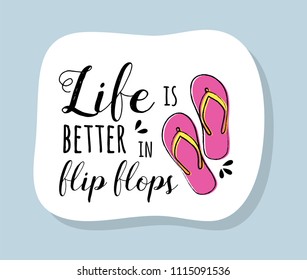 Cute summer icon with funny text. Vector.