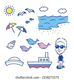 Cute summer illustration set -vector-