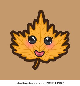 cute "summer leaf" cartoon images with a funny expression, isolated with solid colored background.