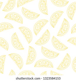 Cute summer lemon seamless pattern with juicy fruits. Party texture. Vector background.