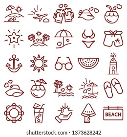 cute summer - minimal thin line web icon set. simple vector illustration. concept for infographic website or app.