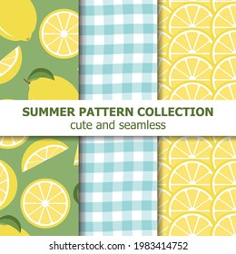Cute summer pattern collection. Lemon theme. Summer banner. Vector
