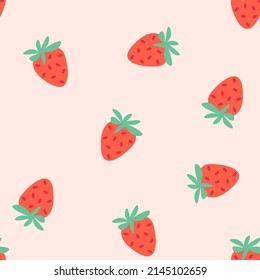 
Cute summer pattern. Red strawberries on a pink background. Basic seamless pattern for kids. Trendy pattern for clothing, home textiles and packaging.