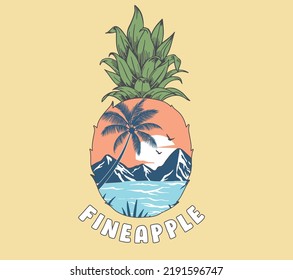 Cute summer pineapple, cute landscape pineapple, Hawaii pineapple