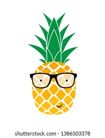 Cute Summer Pineapple in Sunglasses. Vector Illustration EPS10