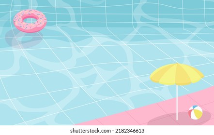 Cute Summer Pool background vector illustration. Swimming pool pastel color theme	