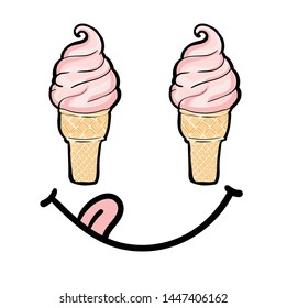 Cute summer print. Typography print with ice cream. For fashion wear, textile, tees, web