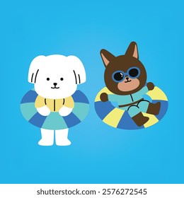 Cute summer puppy illustration character