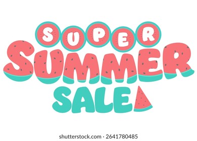 Cute summer sale title logo with watermelon design