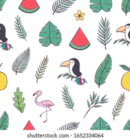 Diseño de verano sin fisuras y colorido estilo doodle