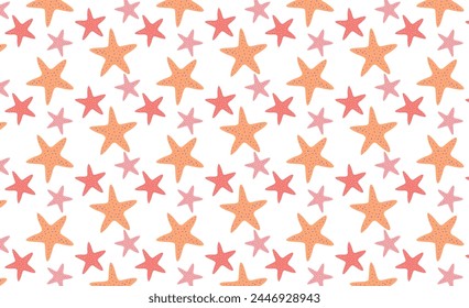 Cute summer seamless pattern with colorful starfish