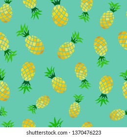 Cute summer seamless pattern with hand drawn pineapples. Perfect for summer backgrounds, scrapbooking, wallpaper, wrapping paper, textile and fabric prints design, stationery, etc. EPS 10