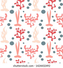 cute summer seamless vector pattern background illustration with corals