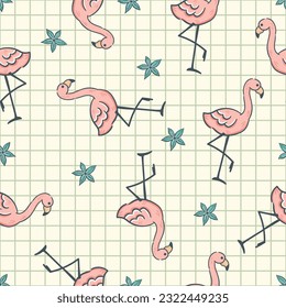 Cute summer season flamingo doodle pattern