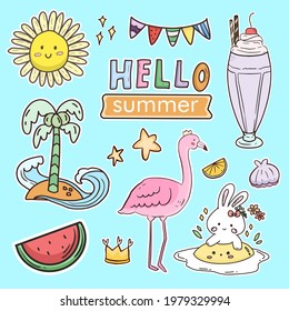 Cute summer sticker big set for bullet journal ornament