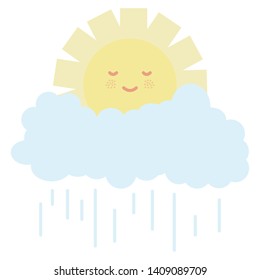 cute summer sun and clouds kawaii characters