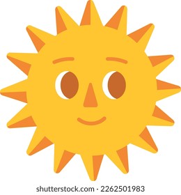 Cute summer sun. Yellow hot weather icon