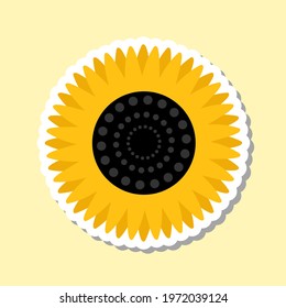 Cute Summer Sunflower Vector. Yellow Floral Illustration. Isolated Flower Design.