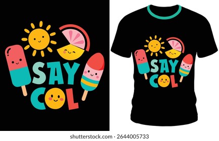 Cute summer t shirt design say cool with popsicles and sun