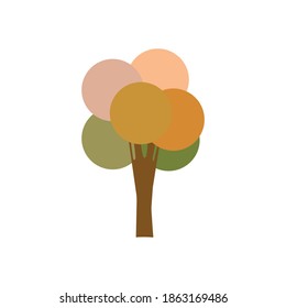 Cute summer tree on a white background. Leaves of different tones.