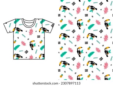 cute summer tropical object pattern for template fashion baby and kids