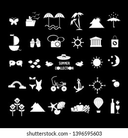 Cute summer vector icons. Summer vacation poster. Collection of scrapbooking elements for beach party.