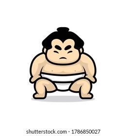 Cute sumo mascot design illustration