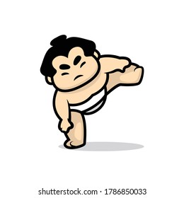 Cute sumo mascot design illustration