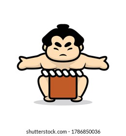 Cute sumo mascot design illustration